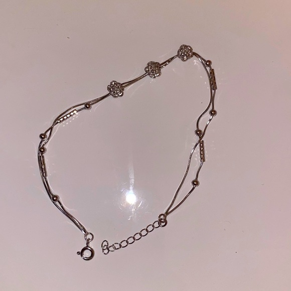 925 Sterling silver rose anklet/bracelet - Picture 2 of 2